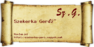 Szekerka Gerő névjegykártya